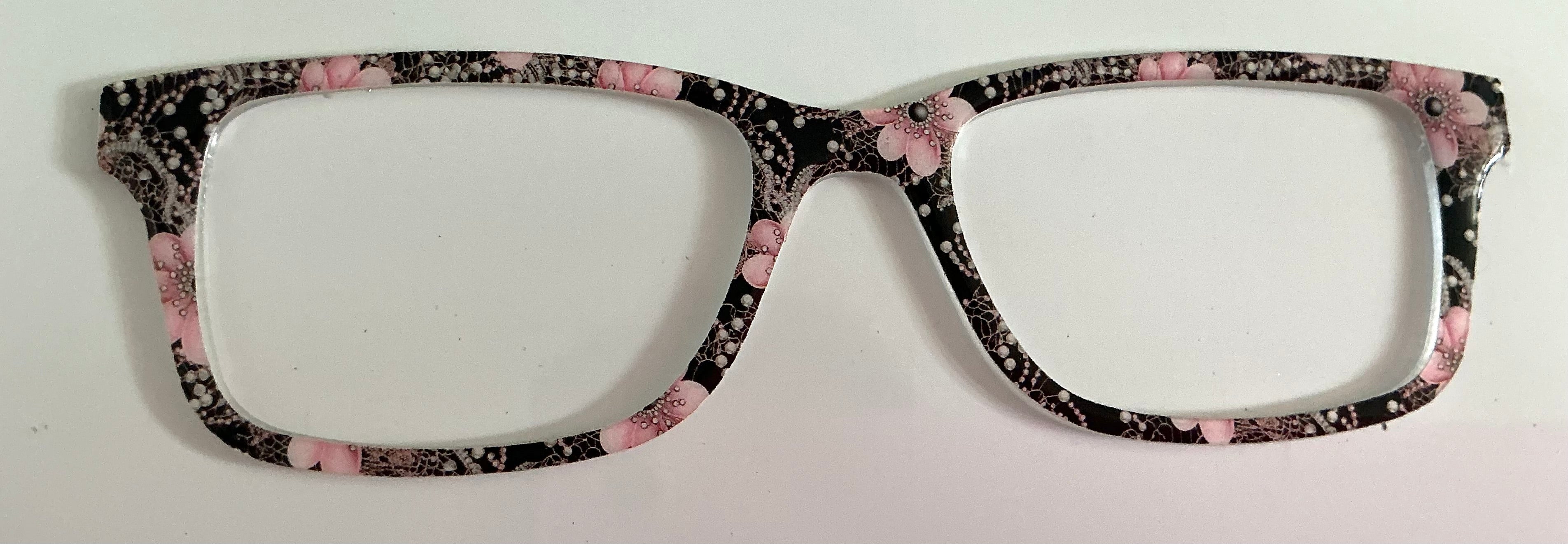 Otero Topper; pink flowers with pearls on black
