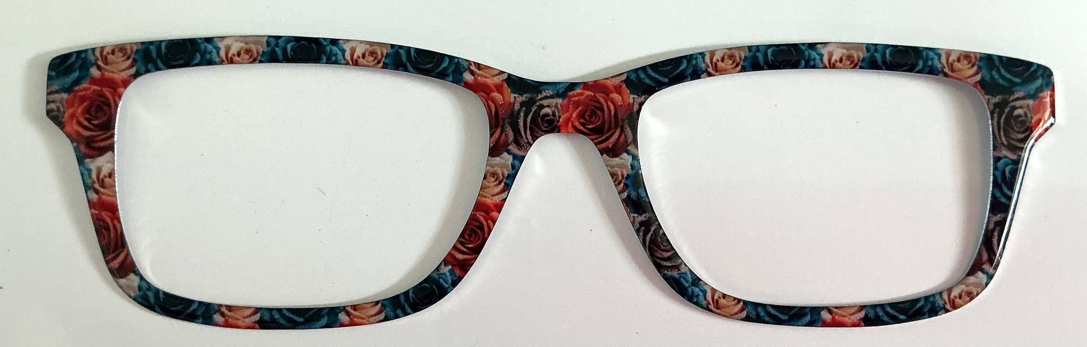 Otero Topper; blue/red/cream roses