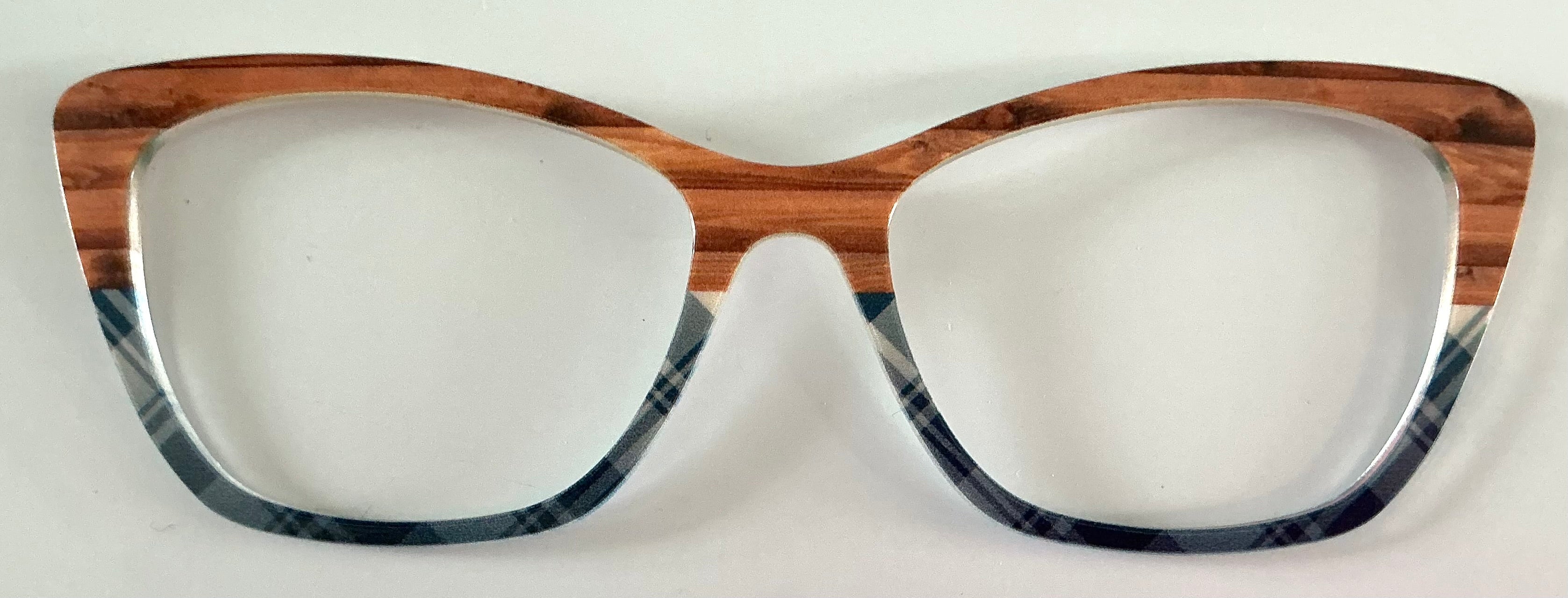 PAIR Wanda Topper, wood/teal plaid fade