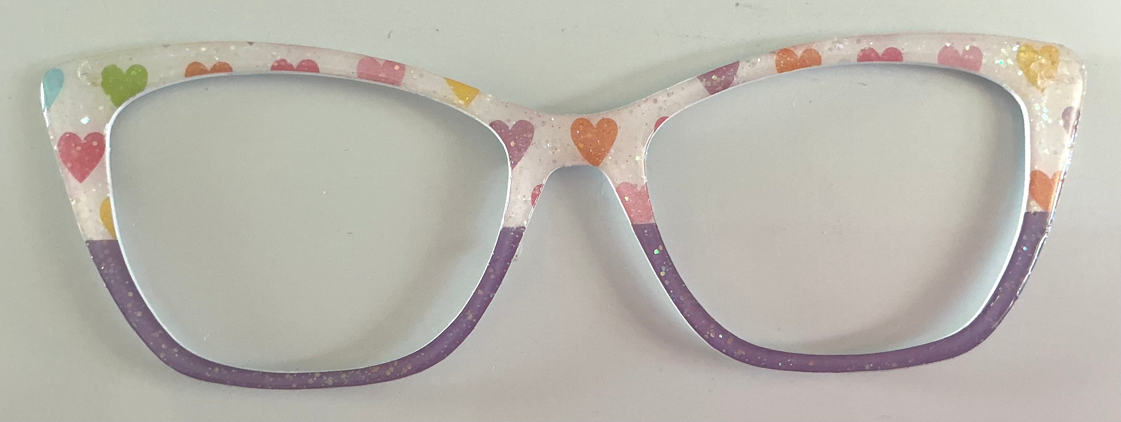 Wanda Topper, pastel hearts/purple split with glitter