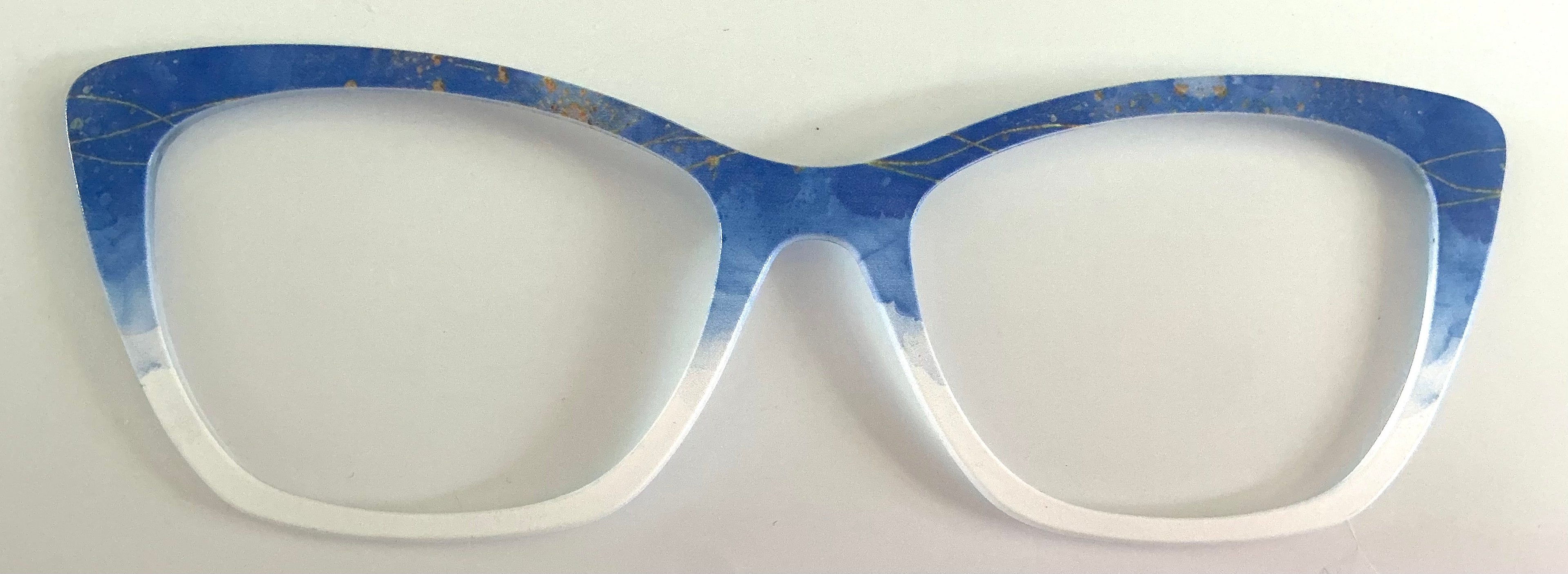 Wanda Topper; blue to white fade with gold streaks