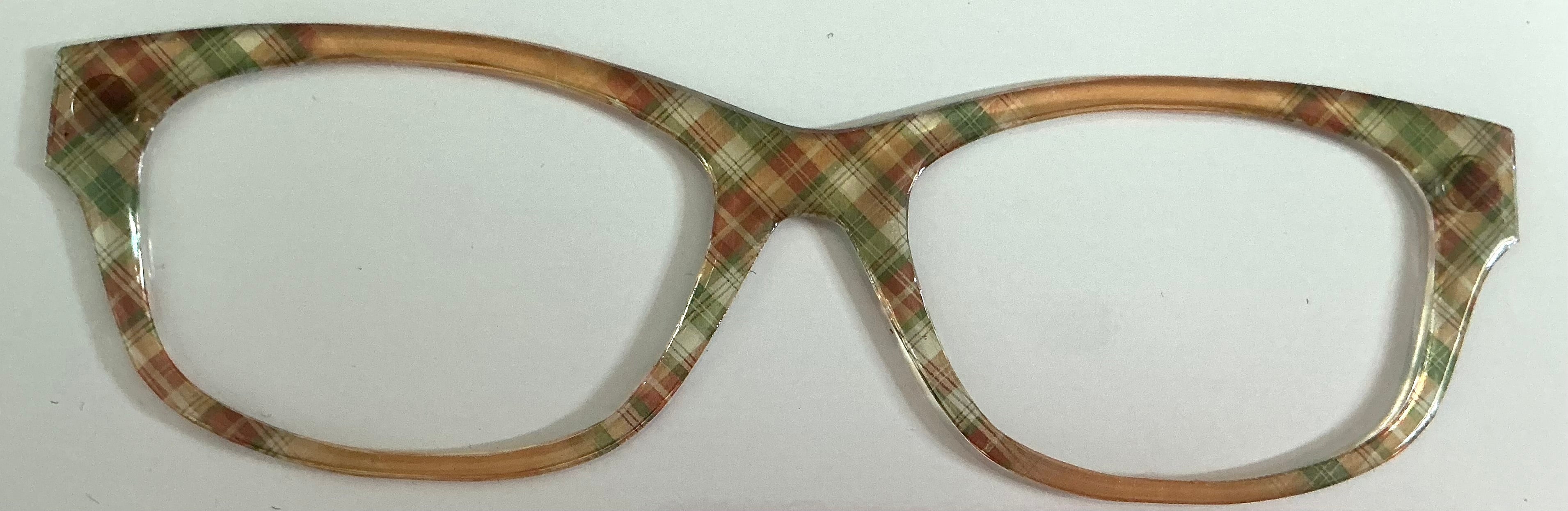 Addison Topper; translucent champagne/plaid block