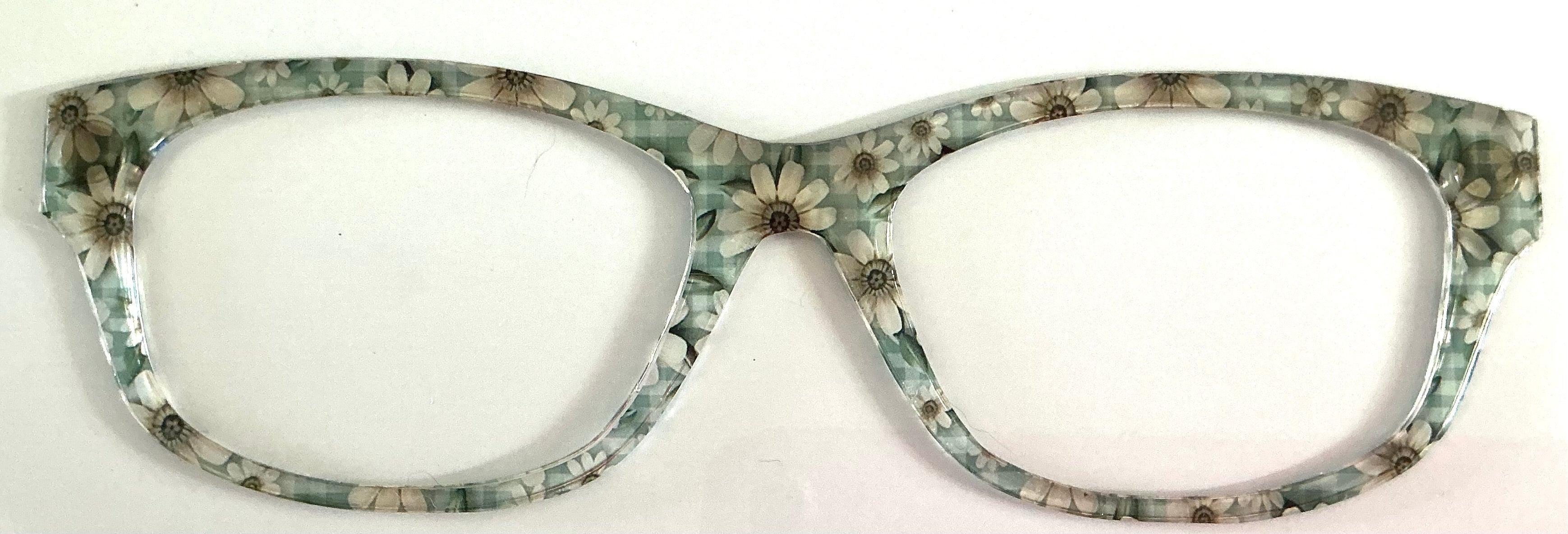 Addison Topper; translucent flowers on green and white checkered