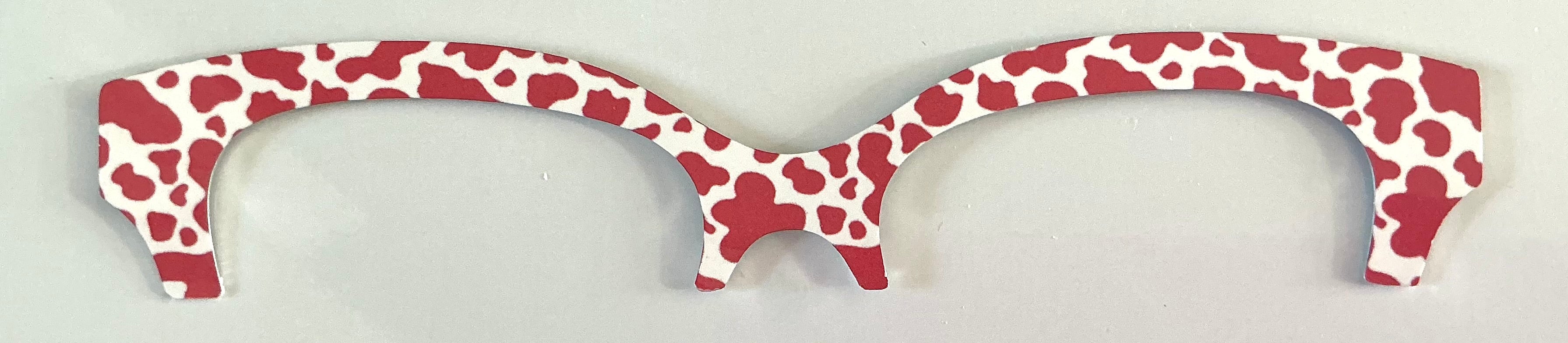 Quinn Brow Topper; metal; red/pink cow print