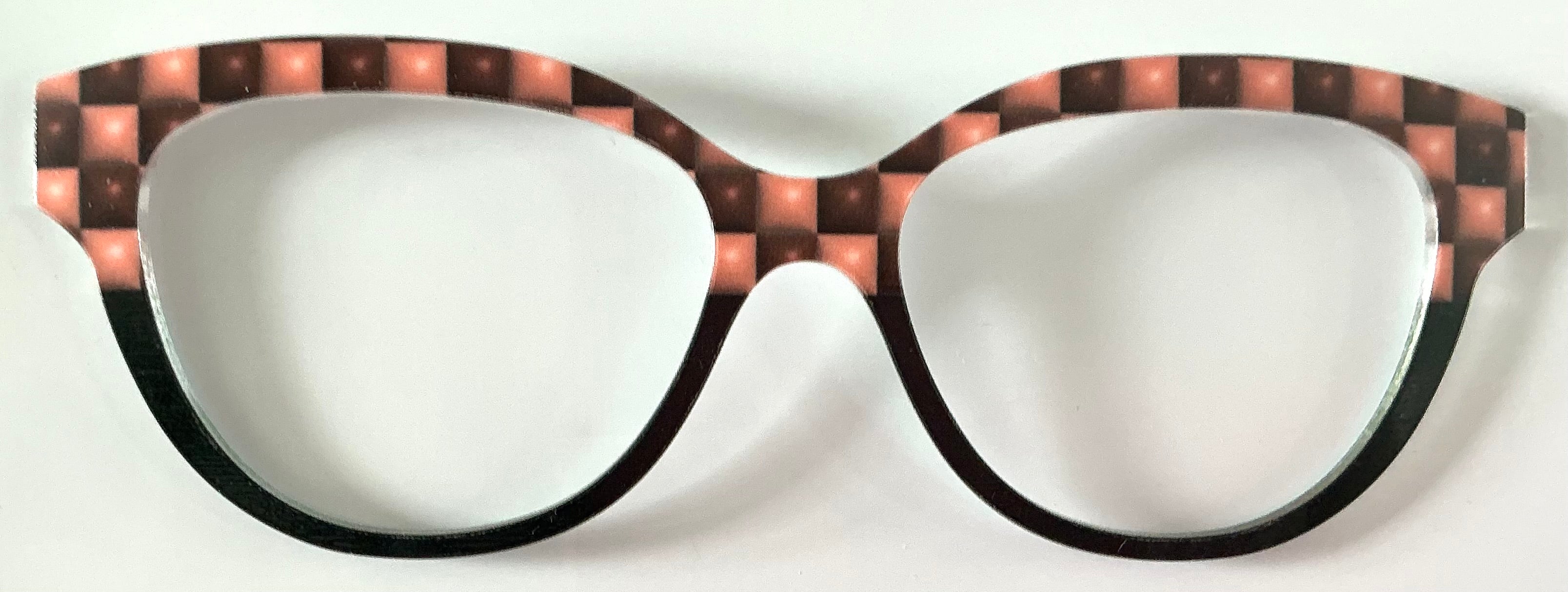 PAIR Quinn Topper; pink/burgundy squares/black split
