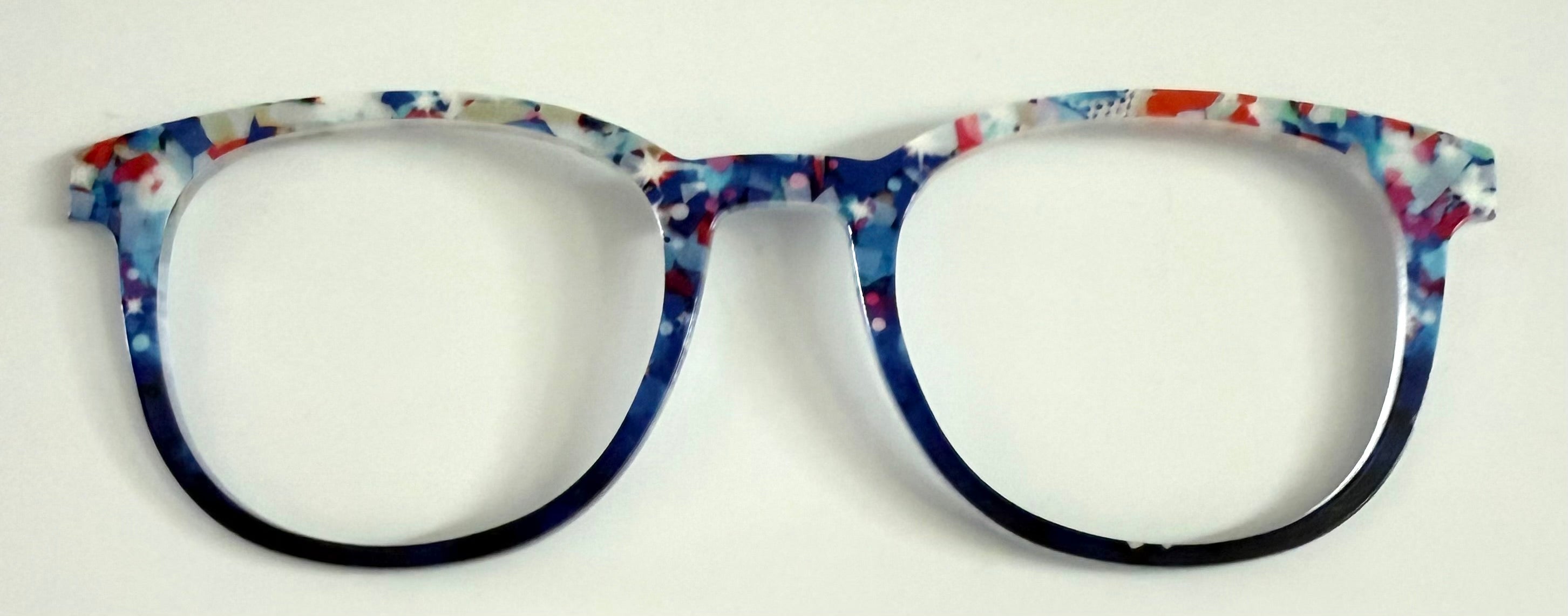 PAIR Reese Topper; red/white/and blue confetti to navy fade