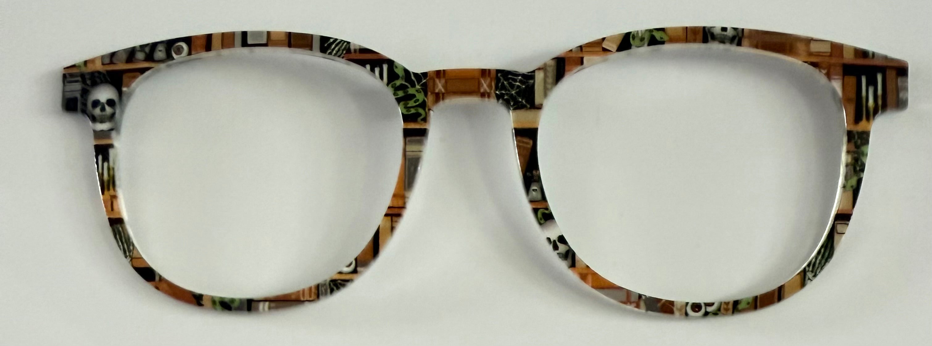 PAIR Reese Topper; skull library shelves