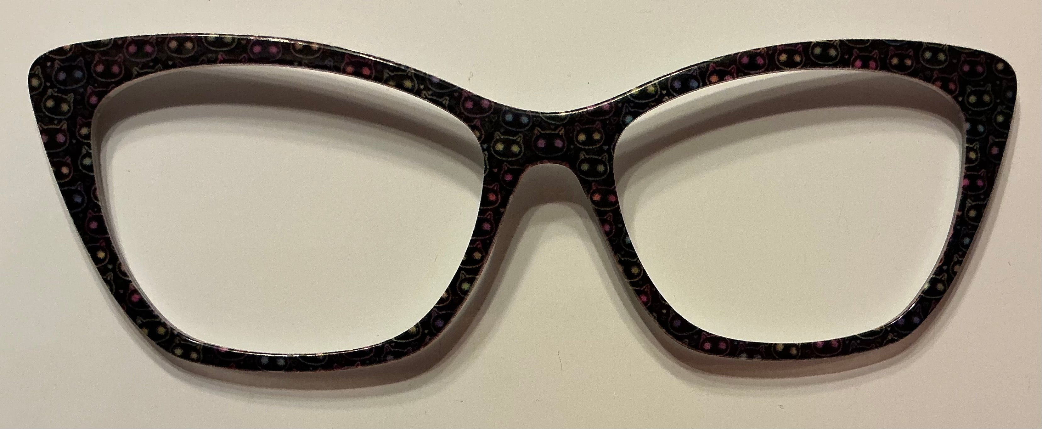 Wanda Topper-neon cat face on black