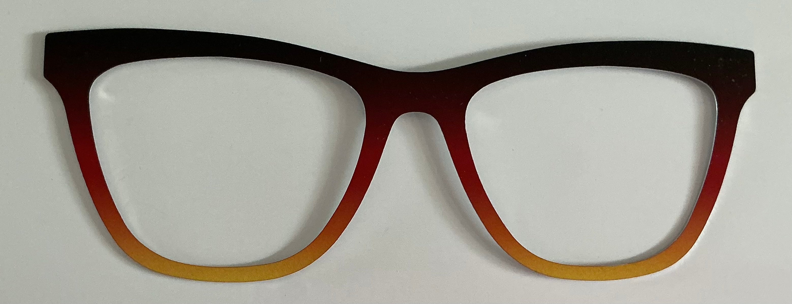 Harper Topper; burgundy to yellow gradient; metal