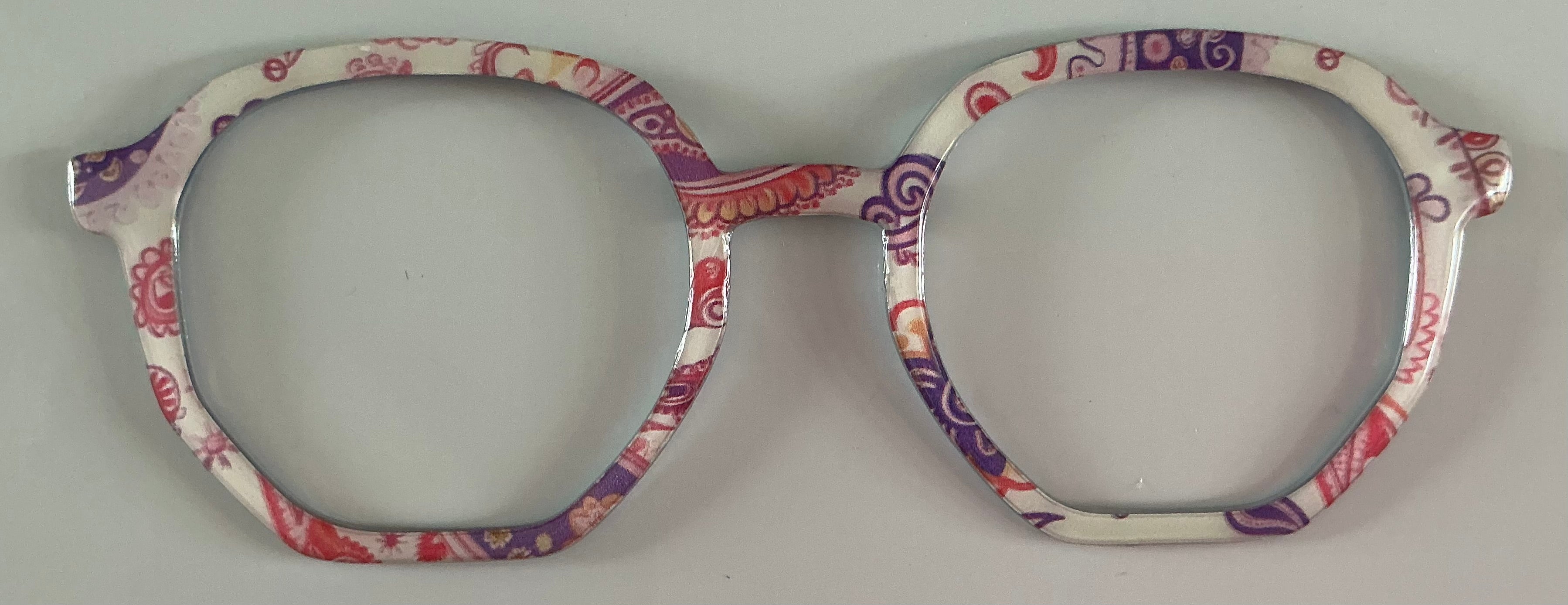 Rowan Topper; red, purple, and white paisley