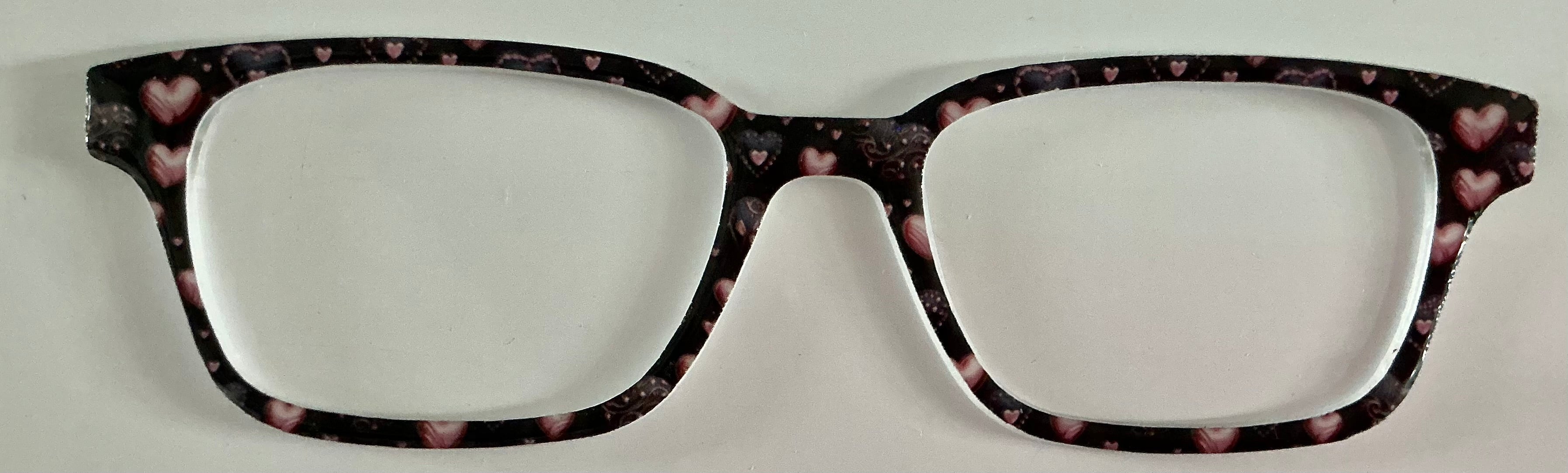 Finley Topper; pink hearts on black