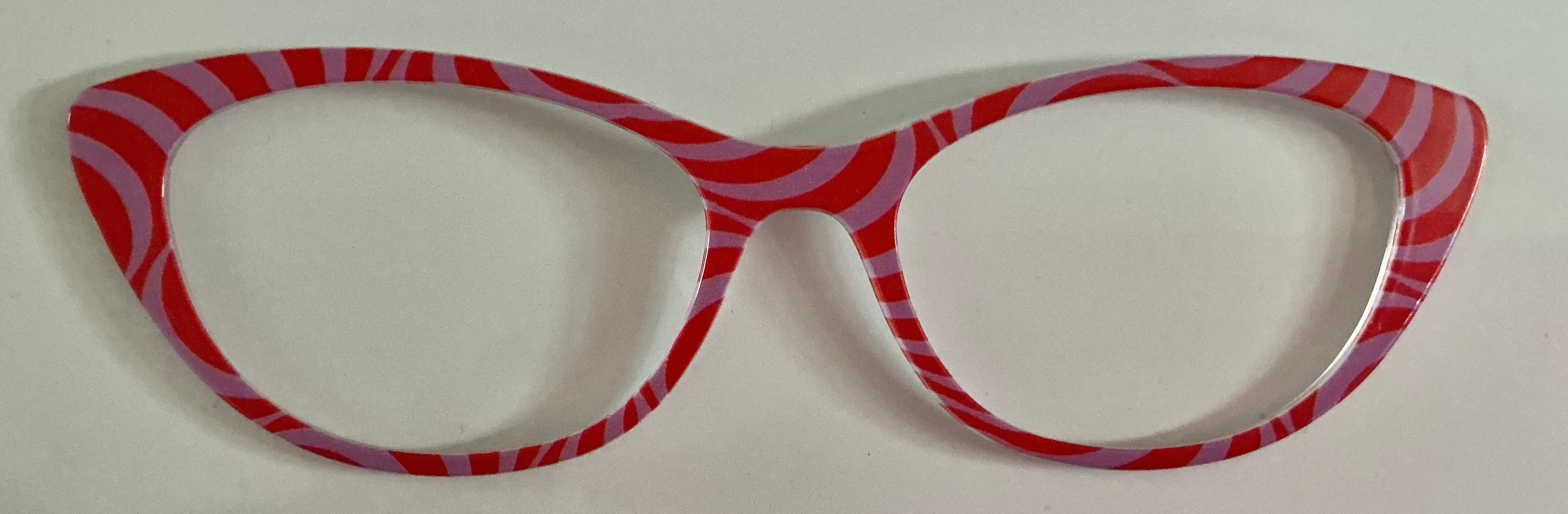 Ella Topper; red and lilac swirls