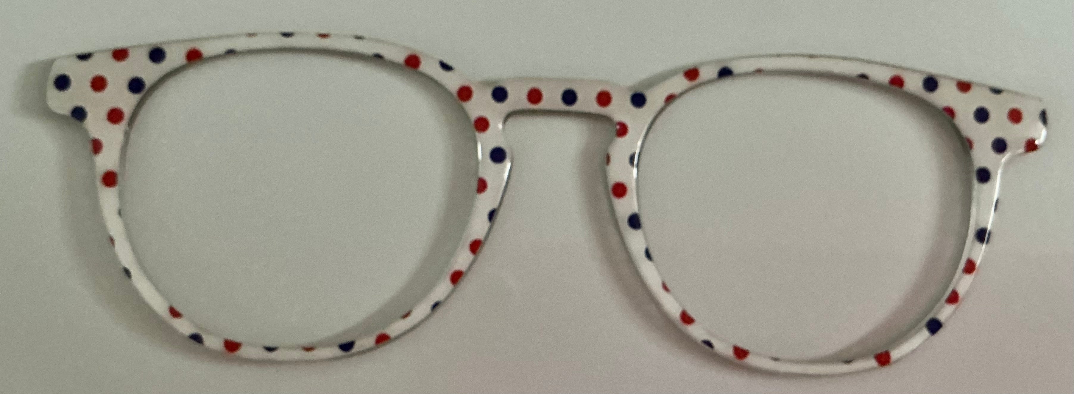 Soto Topper; red,white,and blue polka dots on white