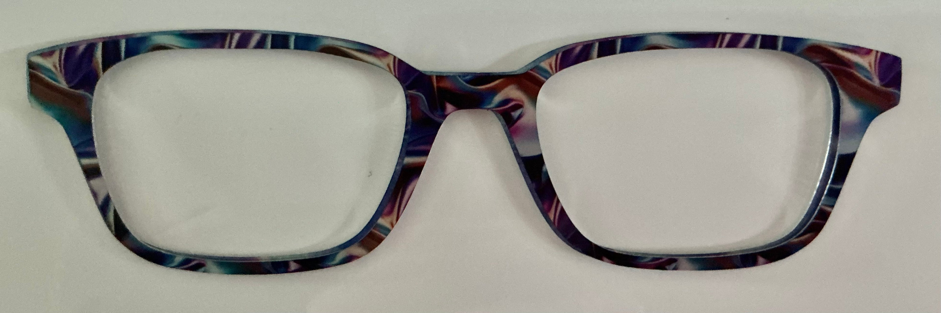 Finley Topper; metal; purple and blue swirls