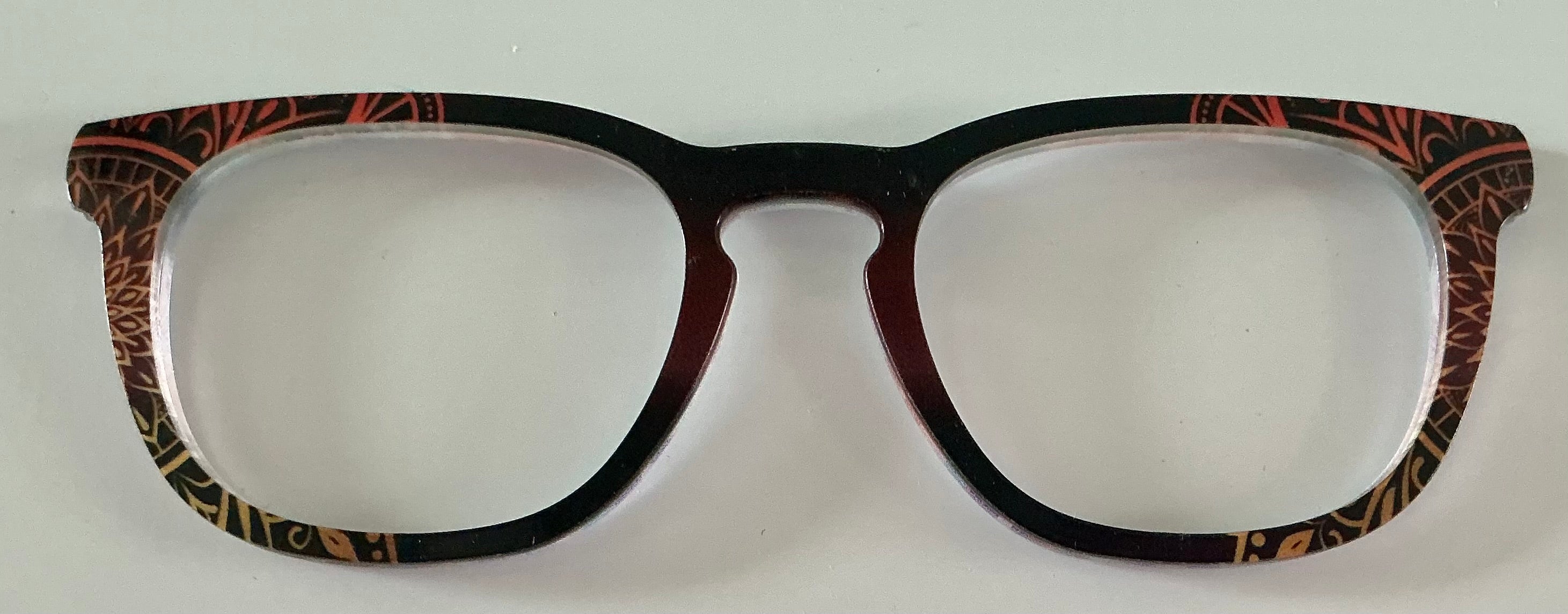 PAIR Twain Topper; orange, red, and black vertical split design