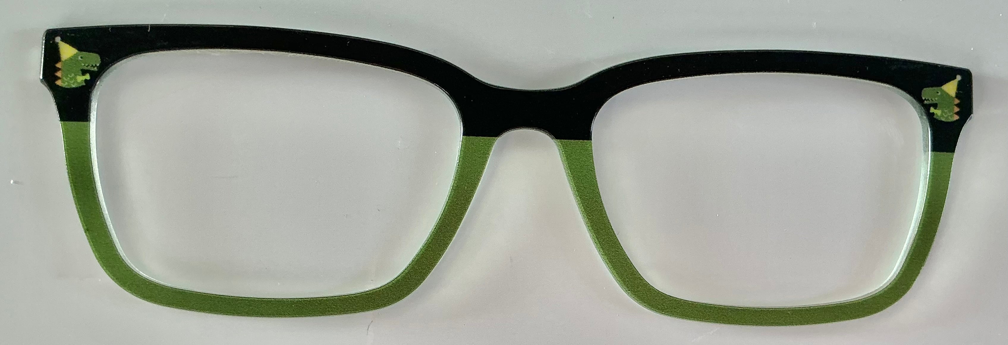 PAIR Larkin Topper; black/green split with corner dinosaurs