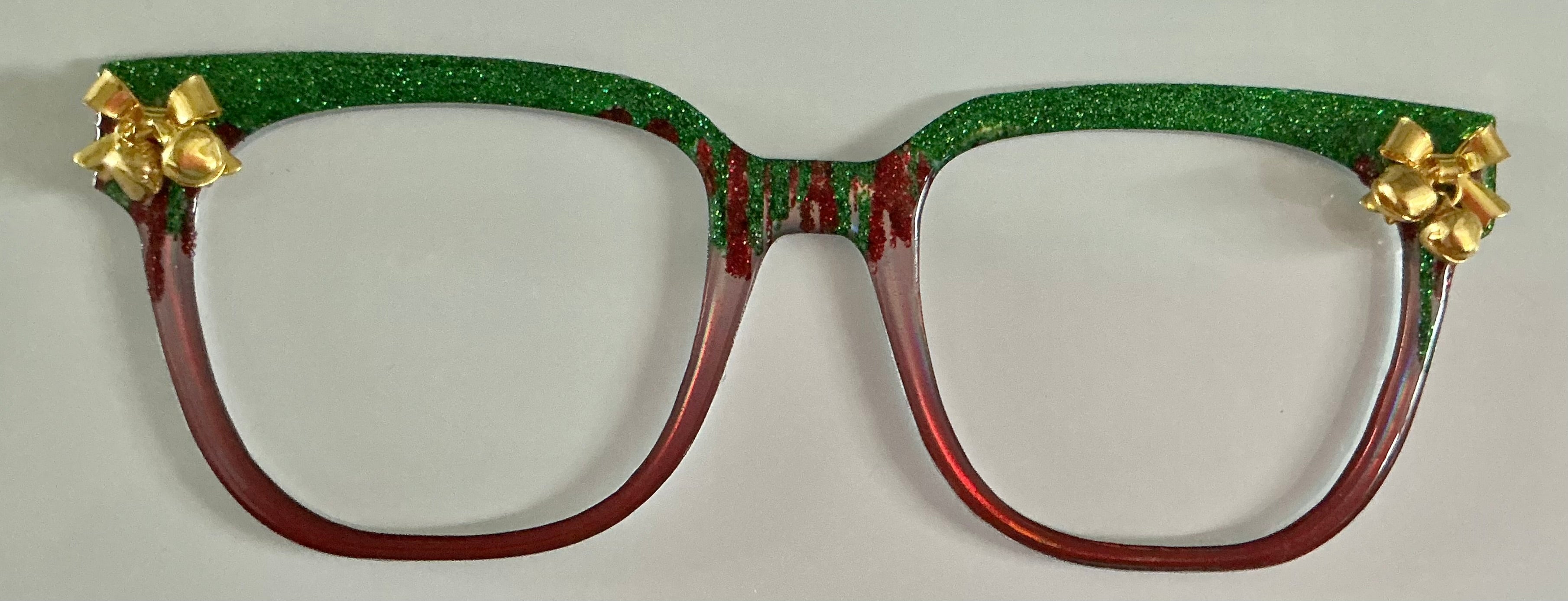 Murphy Topper; Christmas Glitter/red shine split with gold bow embellishments