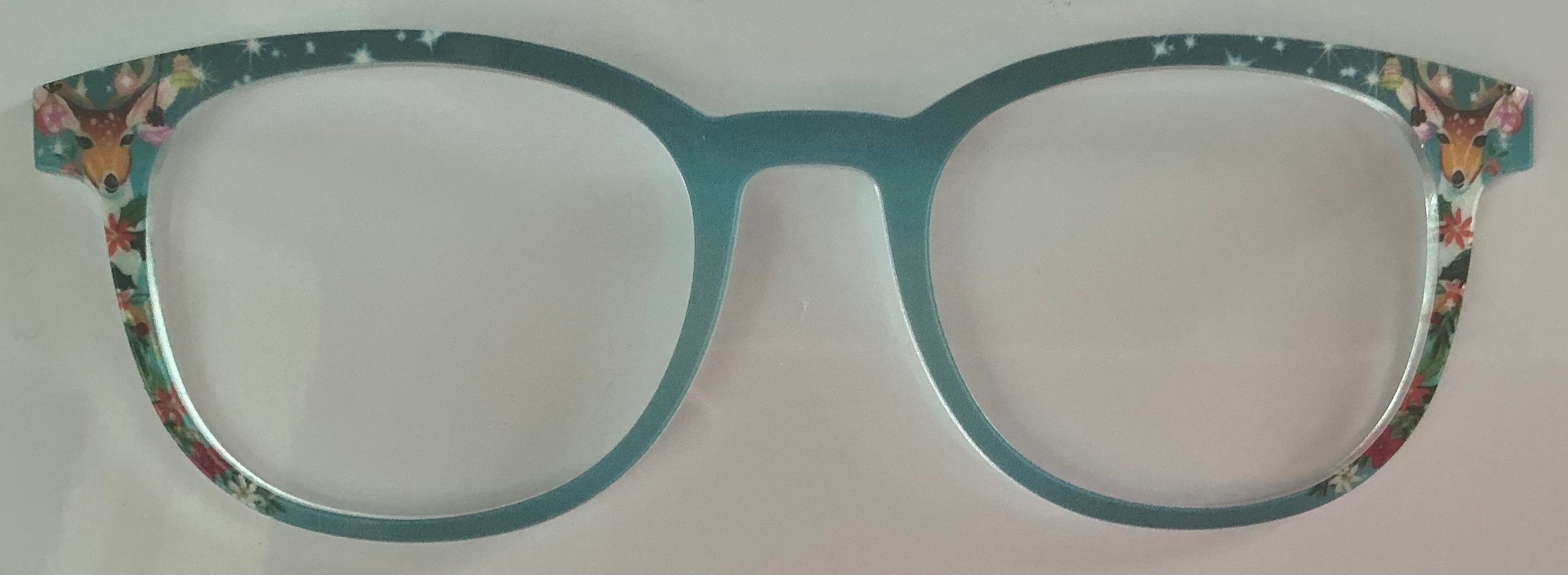 PAIR Reese Topper, teal Christmas deer